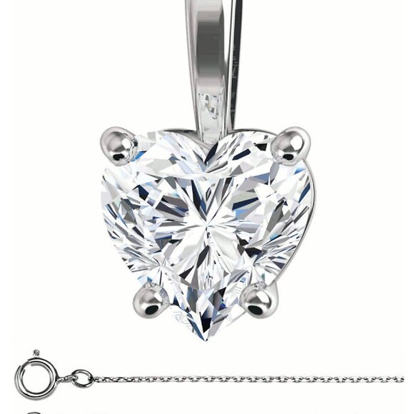 Heart Natural Diamond Pendant 14K Gold (1.25 Ct F Vs1) Igl C54200003 - Picture 1 of 5